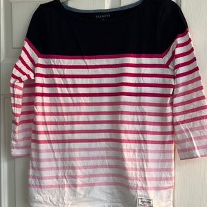 Talbots Navy and Pink Striped Top.Sz-M. Worn once.